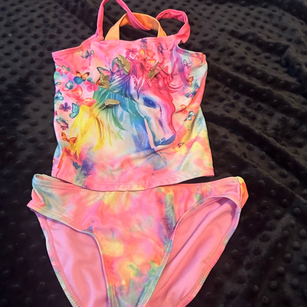 Wonder Nation Pink and Multicolor Swimsuit